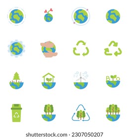 World Environment Day icon set. Nature Renewable Energy Icons. Eco Friendly. Earth Day Ecology Outline Vector Icon Illustration Sign ,Environment , Save Energy, Eco
