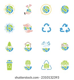 World Environment Day icon set. Nature Renewable Energy Icons. Eco Friendly. Earth Day Ecology Outline Vector Icon Illustration Sign ,Environment , Save Energy, Eco

