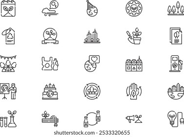 World environment day icons collection is a vector illustration with editable stroke.