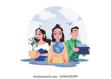 World Environment Day Illustration concept. A flat illustration isolated on white background
