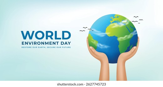 World Environment Day Illustration with Globe and Hands
