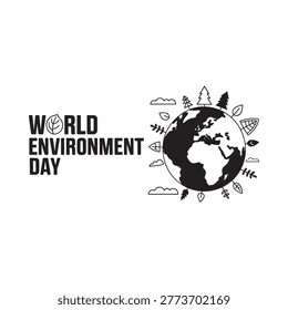 World Environment Day illustration with globe and nature elements high quality