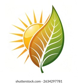 world environment day Illustration of leaf sun design. vector illustration isolated on white background.