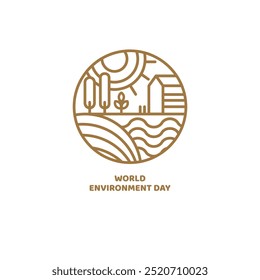 World Environment Day illustration with modern eco geometric nature pattern. abstract geometry shape cover background logo