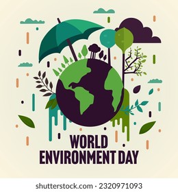 World environment day illustration for social media post design template
