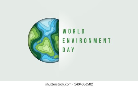 World Environment day illustration. Vector illustration. 3d paper cut eco friendly design.