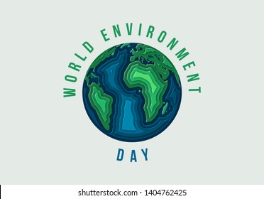 World Environment day illustration. Vector illustration. 3d paper cut eco friendly design.