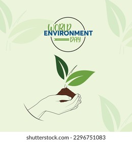 World Environment Day Illustration. Vector Illustration. Paper Carving Layer Green Leaves Shapes with Hand