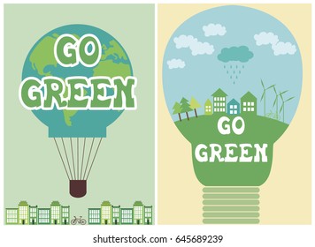 World environment day inspiration posters. Save the planet. Go green. Vector illustration