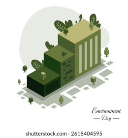 Día mundial del medio ambiente con Vector de estilo isométrico