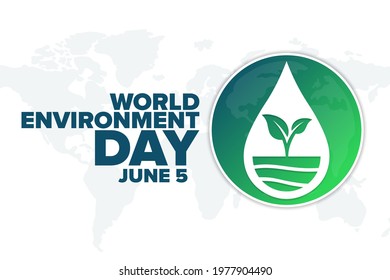World Environment Day. June 5. Holiday concept. Template for background, banner, card, poster with text inscription. Vector EPS10 illustration