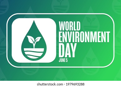 Día Mundial del Medio Ambiente. 5 de junio. Concepto de vacaciones. Plantilla para fondo, banner, tarjeta, afiche con inscripción de texto. Ilustración del vector EPS10
