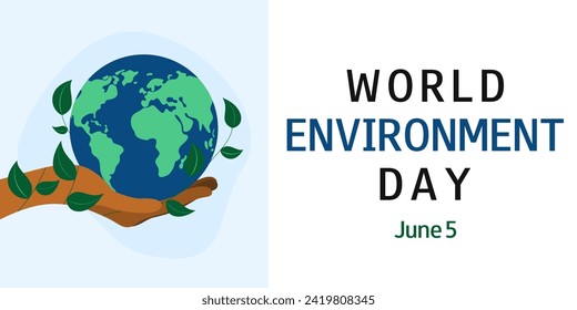 World Environment Day. June 5. Planet earth. Horizontal banner, greeting card, poster, presentation. Vector illustration.