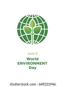 World Environment day. June 5. Logo. Design element for poster, postcard. Banner. Vector illustration.