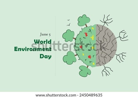 World Environment day, June 5, accelerating land restoration and reviving our Earth, ecological concept, vector illustration