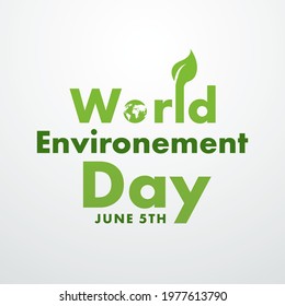 world environment day june 5th  modern creative banner, sign, design concept, social media template  with green text on a light background 