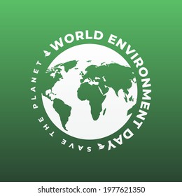 world environment day june 5th  modern creative banner, sign, design concept, social media template  with white  text on a green abstract background 