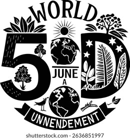 World environment day june 5th environmental awareness graphic