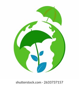 World environment day  leafs umbrella. Vector leafs umbrella isolated on white white background . EPS available.