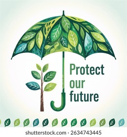 World environment day  leafs umbrella. Vector leafs umbrella isolated on white white background . EPS available.