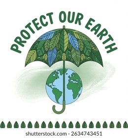 World environment day  leafs umbrella. Vector leafs umbrella isolated on white white background . EPS available.