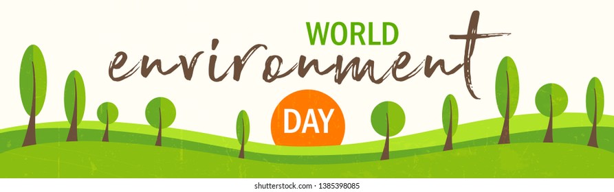 World Environment Day. Lettering card. Poster, cover, card, print design Environment Day. Vector illustration
