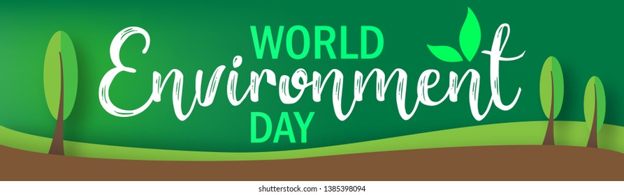 World Environment Day. Lettering card. Poster, cover, card, print design Environment Day. Vector illustration
