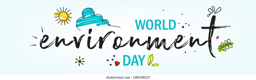 World Environment Day. Lettering card. Poster, cover, card, print design Environment Day. Vector illustration
