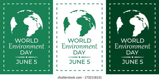 World environment day lettering card with earth on color background. Vector illustration.