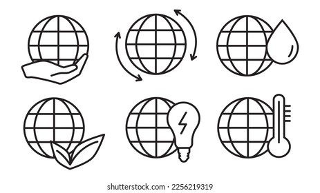 World Environment Day line icons set.Vector