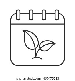 World Environment Day linear icon. Thin line illustration. Calendar page with plant contour symbol. Vector isolated outline drawing