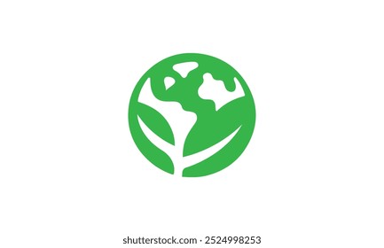 World environment day logo design template, planet Earth with plant logo design, green earth planet concept, icon, world ecology, nature global protect, logo eco environment, globe with leaf