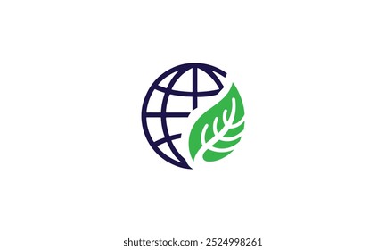 World environment day logo design template, planet Earth with plant logo design, green earth planet concept, icon, world ecology, nature global protect, logo eco environment, globe with leaf