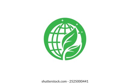 World environment day logo design template, planet Earth with plant logo design, green earth planet concept, icon, world ecology, nature global protect, logo eco environment, globe with leaf