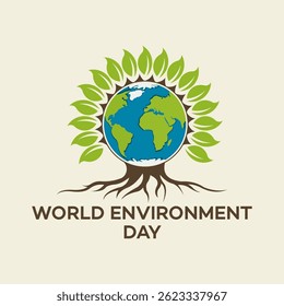 World Environment Day Logo with Earth and Trees