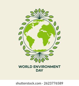 Logo del Día Mundial del Medio Ambiente con la Tierra y los Árboles