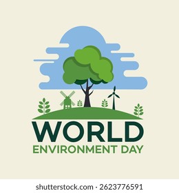 World Environment Day Logo with Earth and Trees