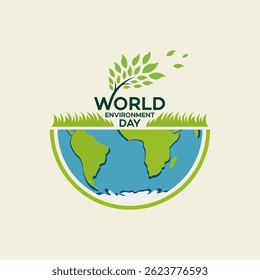 World Environment Day Logo with Earth and Trees
