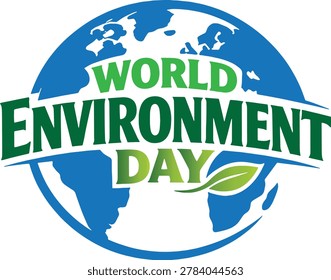 World environment day logo with globe and green leaf icon