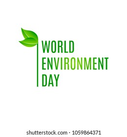 World Environment Day Logo With Green Leaves. Vector Illustration.