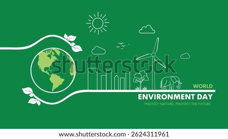 World Environment Day. Minimal design. Reforestation, Environmental Awareness, Sustainable Living, Action for a Greener Planet, Earth Day, Connect with Nature Day. 5th june