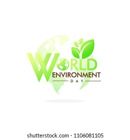 World Environment Day On Green Gradient Background. Vector Illustration.