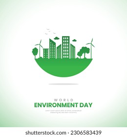 World Environment Day On Green Gradient Background.Happy Environment Day, 05 June.