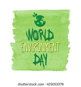World environment day on watercolor background with globe. Vector Illustration.