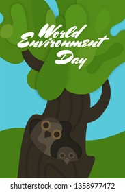 World environment day. Paper craft style illustration-Vector