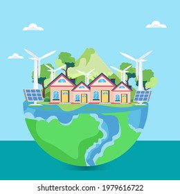 World Environment Day with People caring for the earth. save planet flat vector illustration