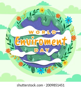 World Environment Day. The perfect world. It means preserving the world in its entirety, not doing anything that will damage the world. Can use in media and social media. Vector illustration