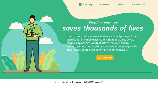 Guardar Web Anuncio Día Mundial del Medio Ambiente: planificación de un árbol Un plano de línea continuo	
