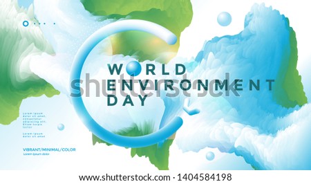 World Environment Day poster design with fluid green and blue shape. Vector Illustration