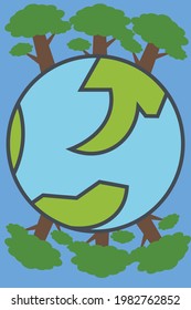 world environment day poster with earth and trees illustration